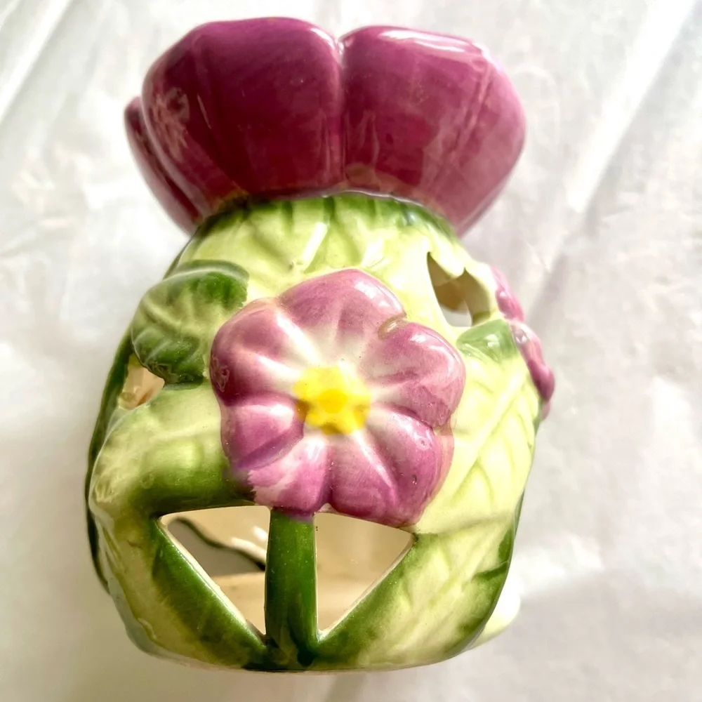 Pretty Floral Vase Candle Tea Light Holder 5”
